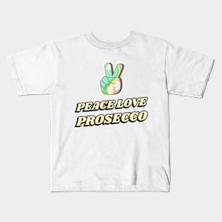 Peace Love Prosecco Yoga and Wine Kids T-Shirt